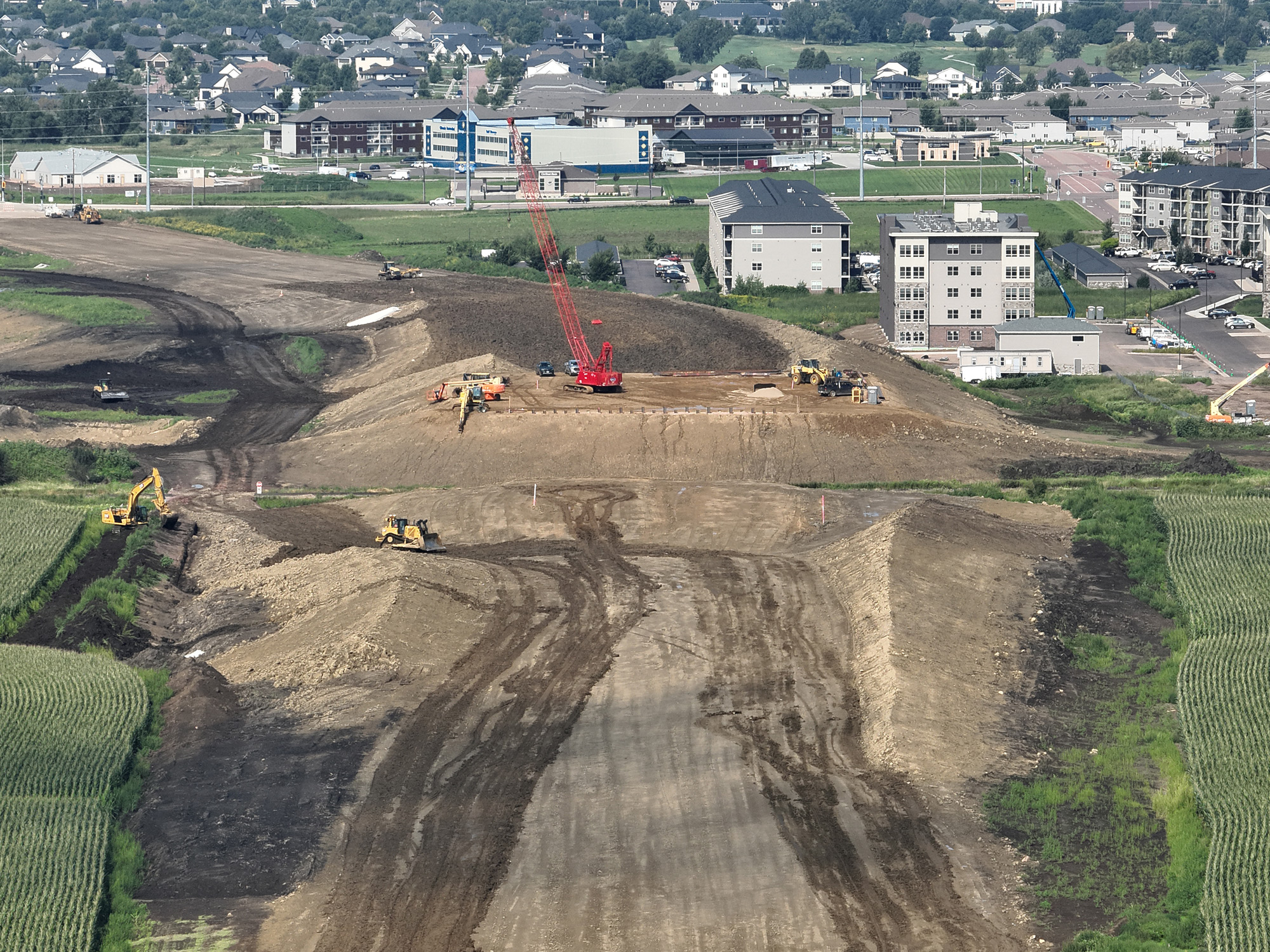 Drone view of construction area. New roadway starting to take shape.
