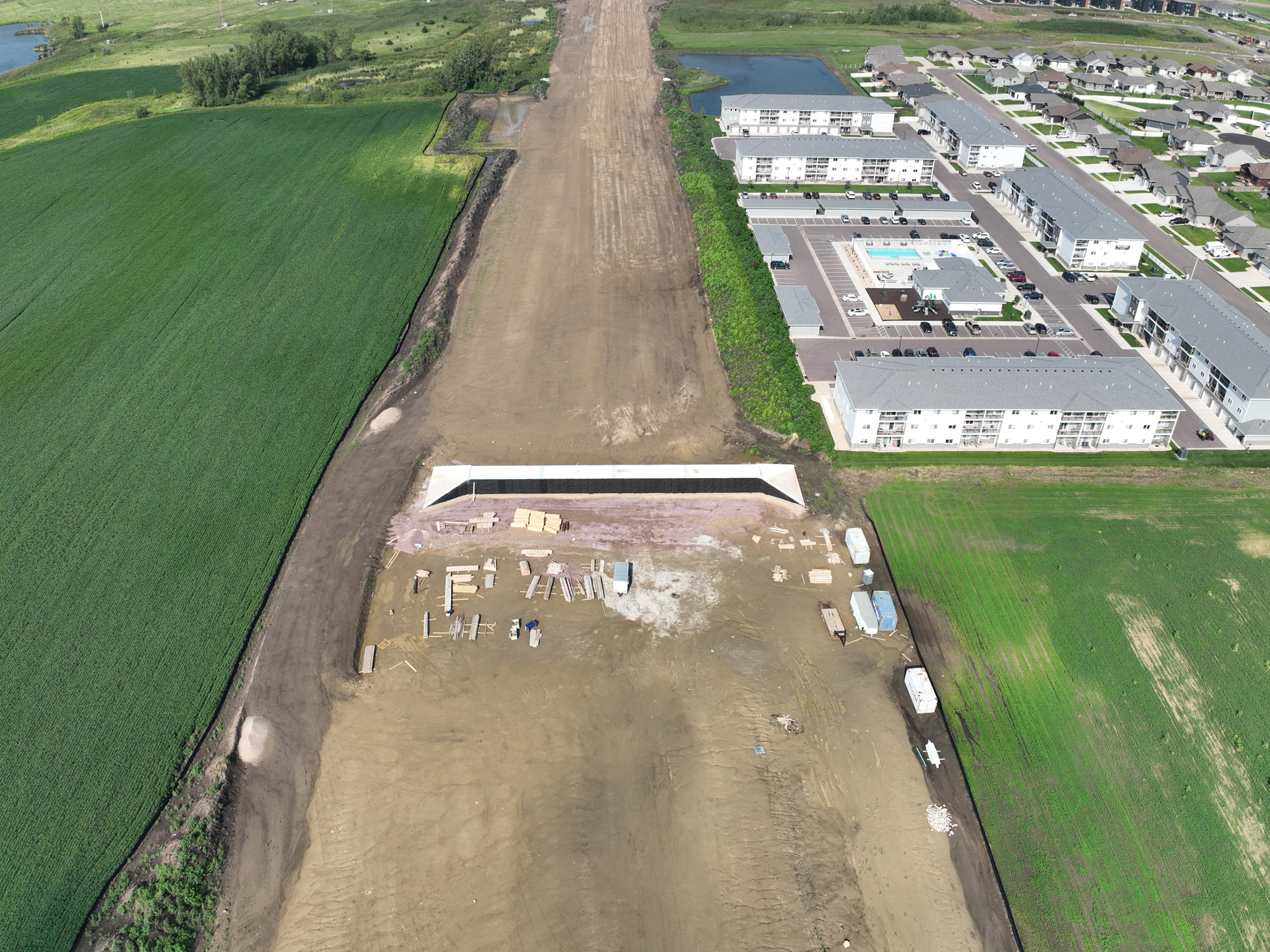 Drone view of construction area.