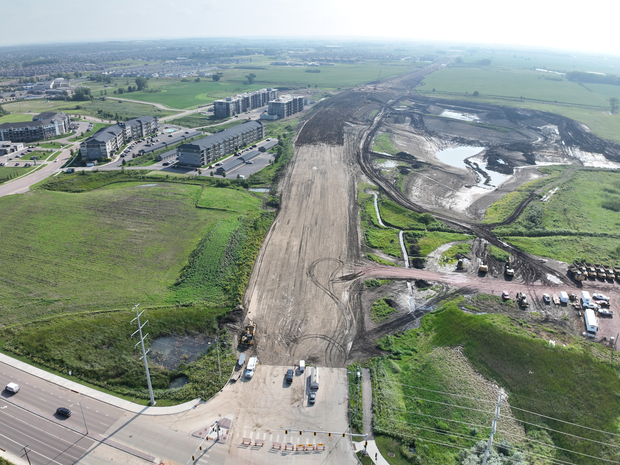 Drone view of construction area.