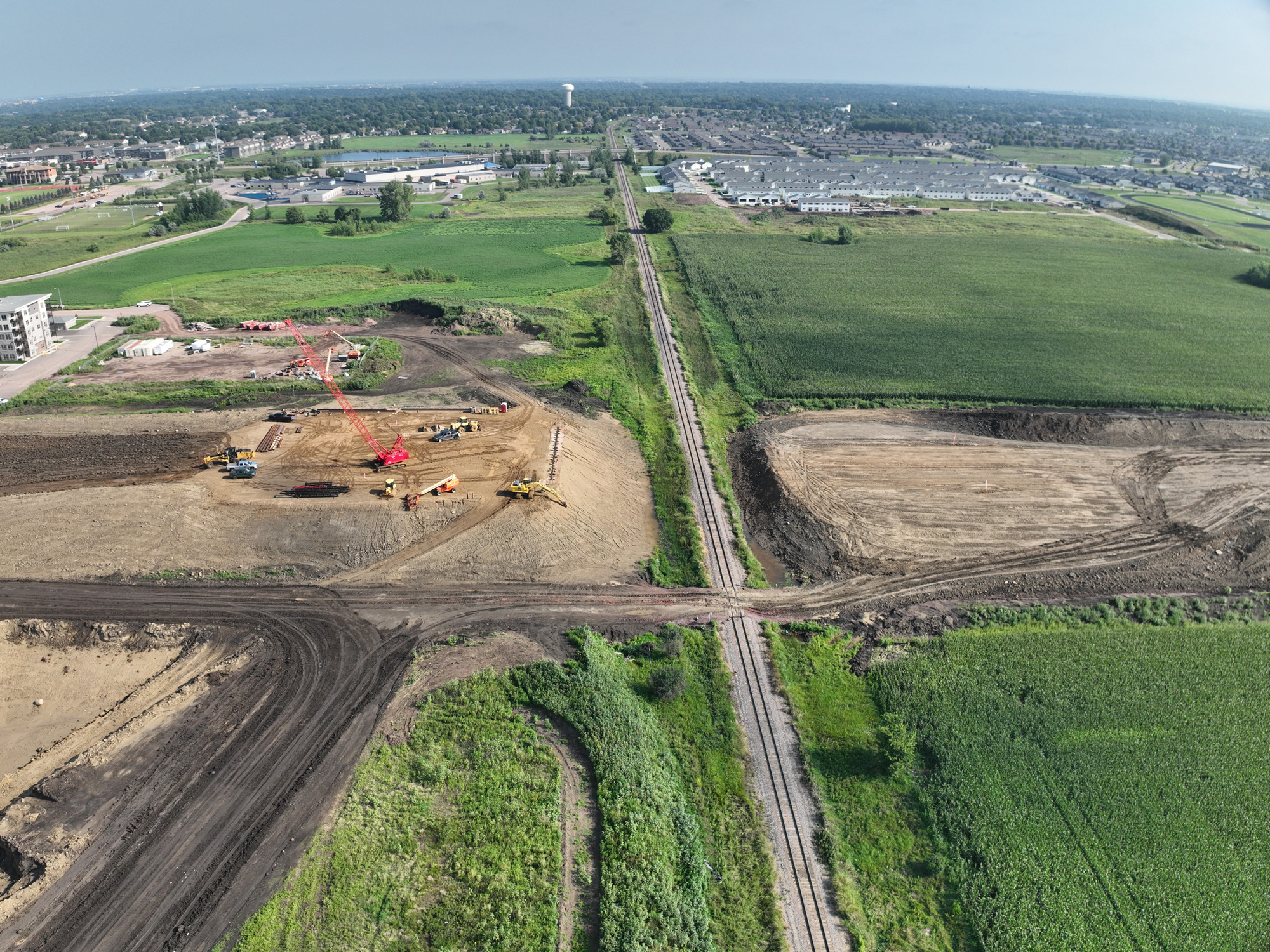 Drone view of construction area.