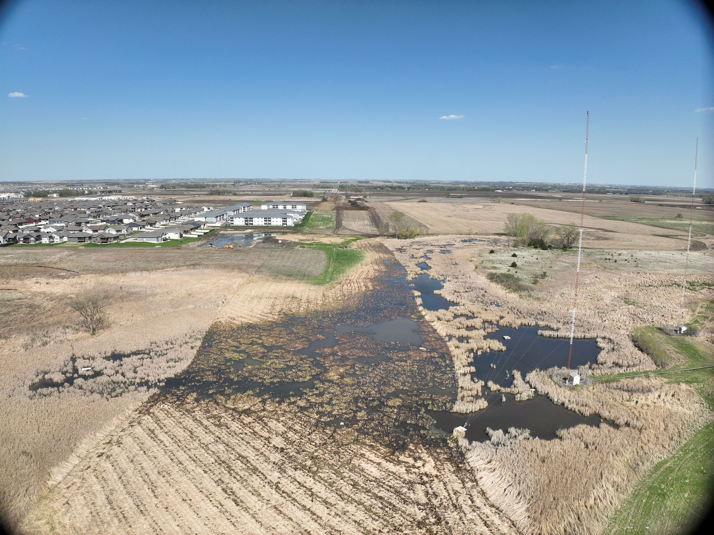 Aerial view of nearby landscape.