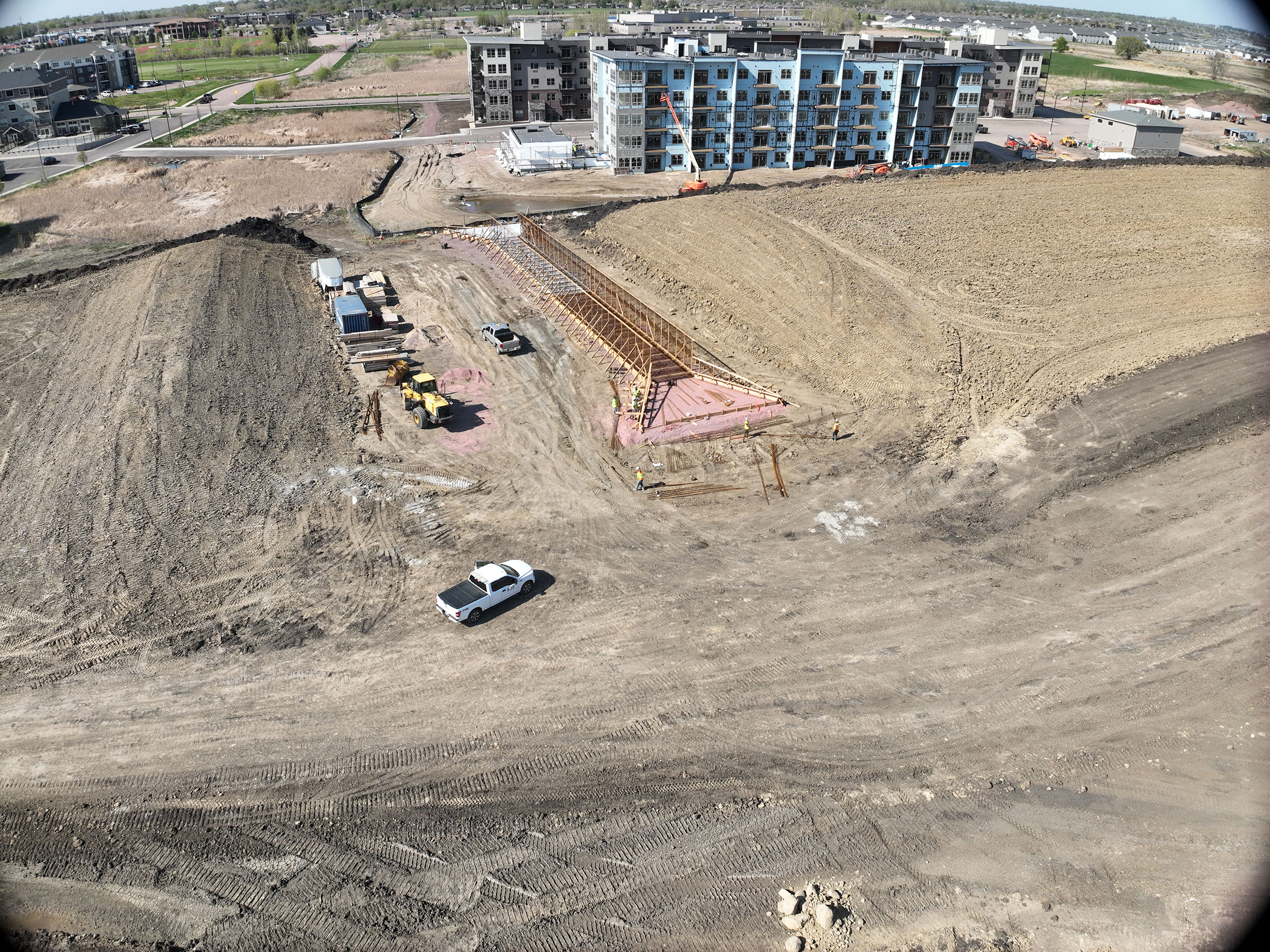 Aerial view of construction.