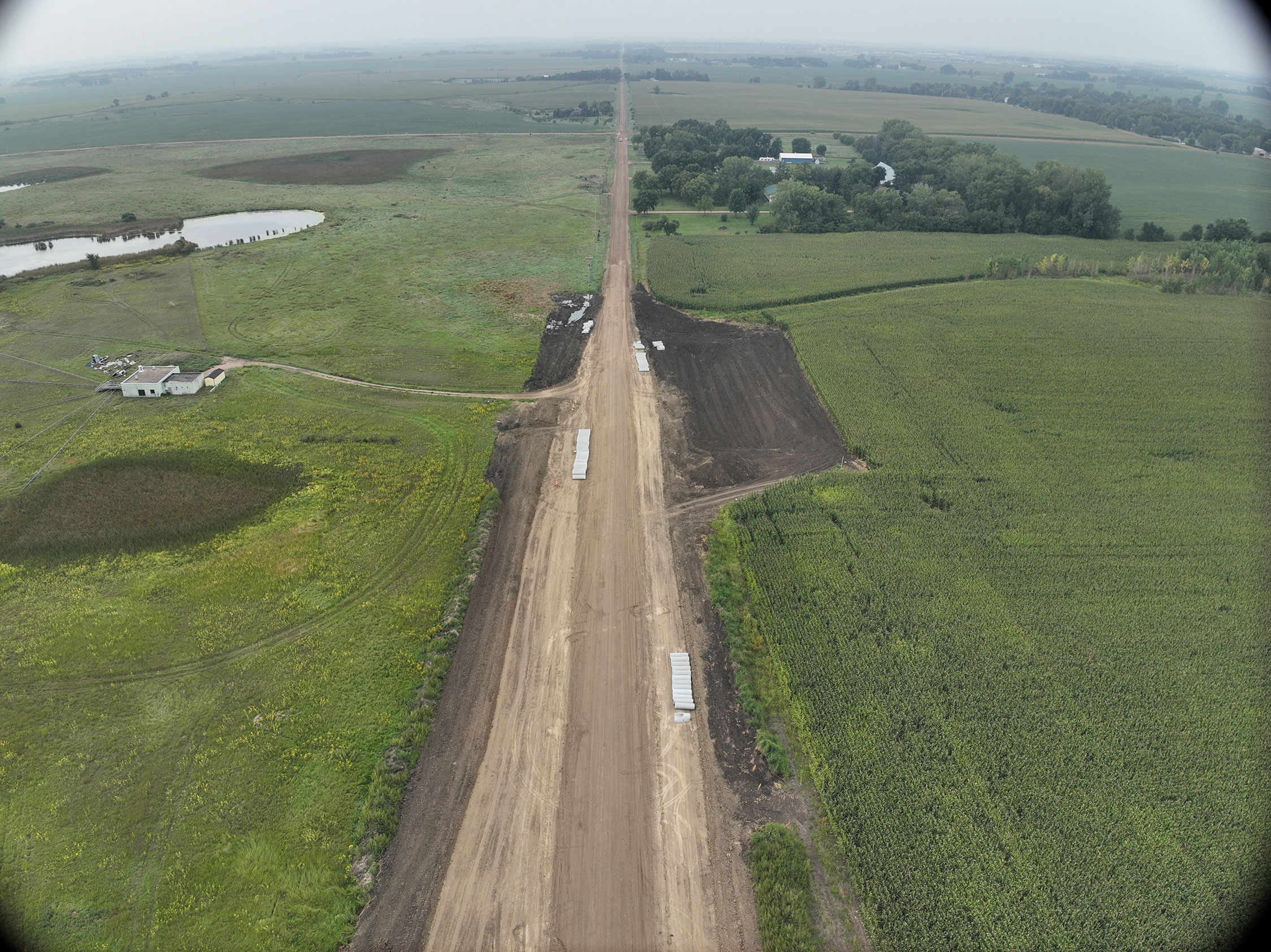 Drone view of roadway.