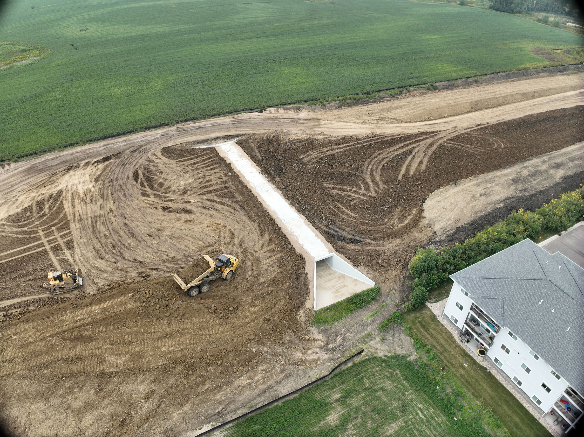 Drone view of construction area.
