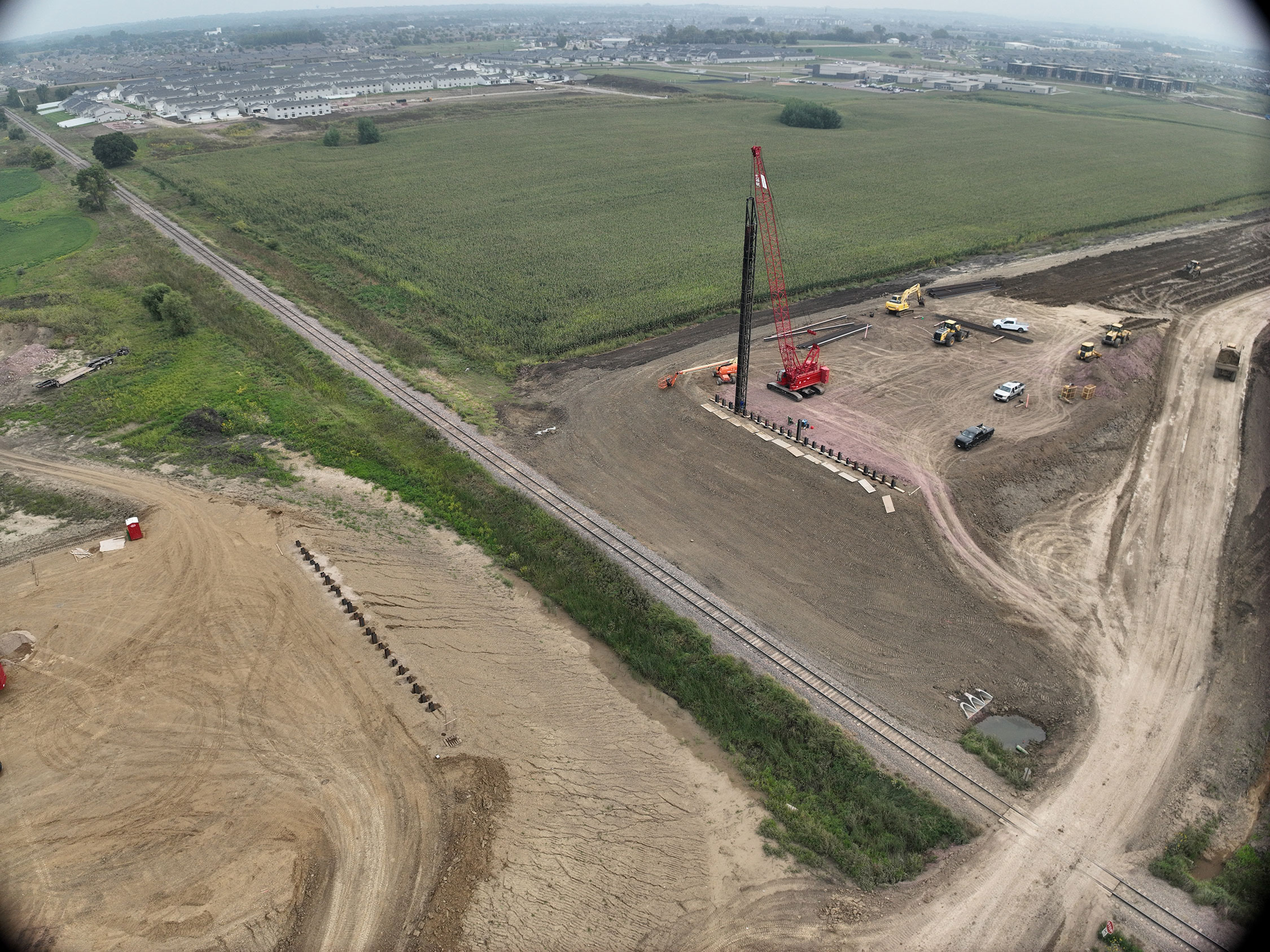 Drone view of construction area.