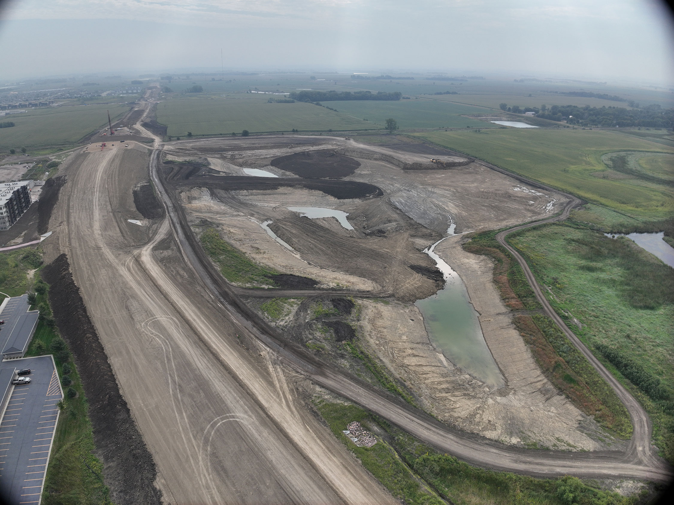 Drone view of construction area.