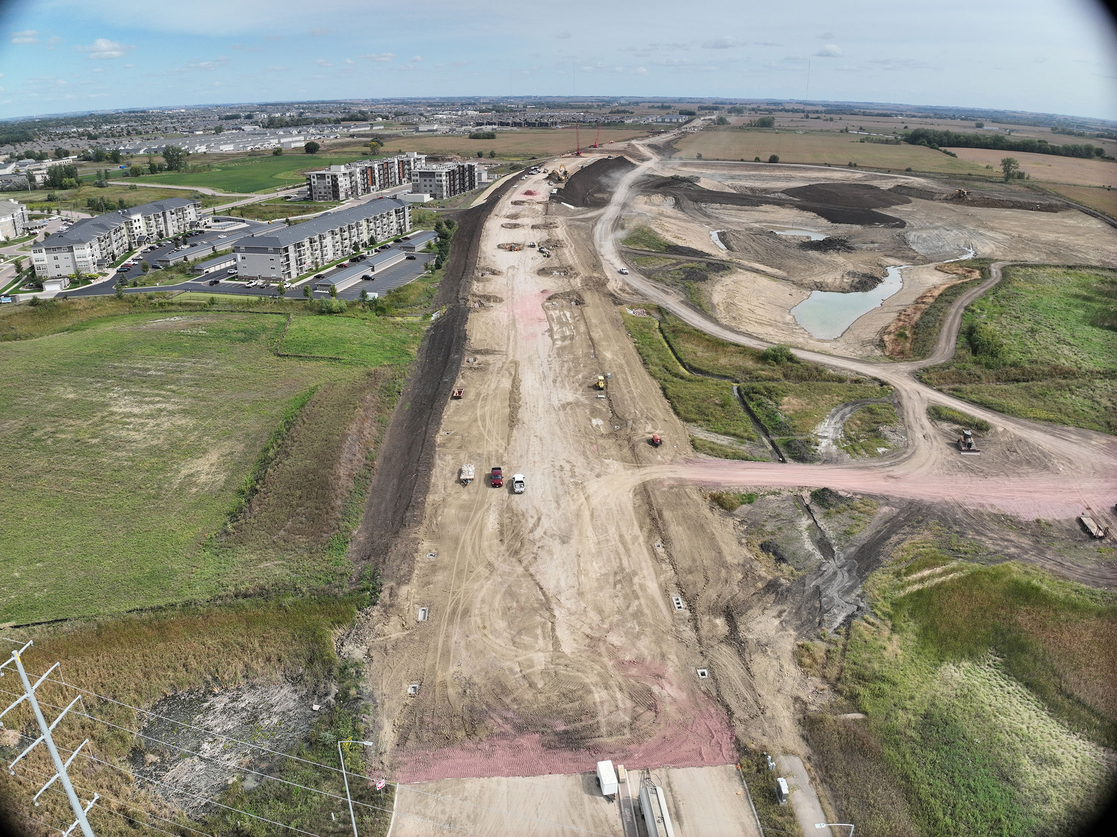 Drone view of roadway.