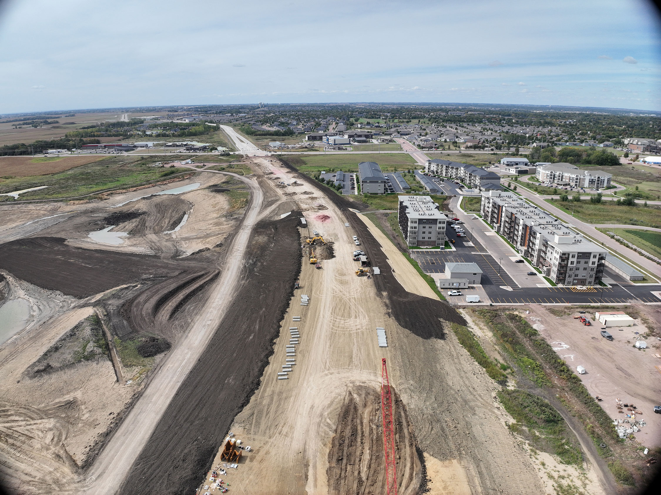Drone view of roadway.