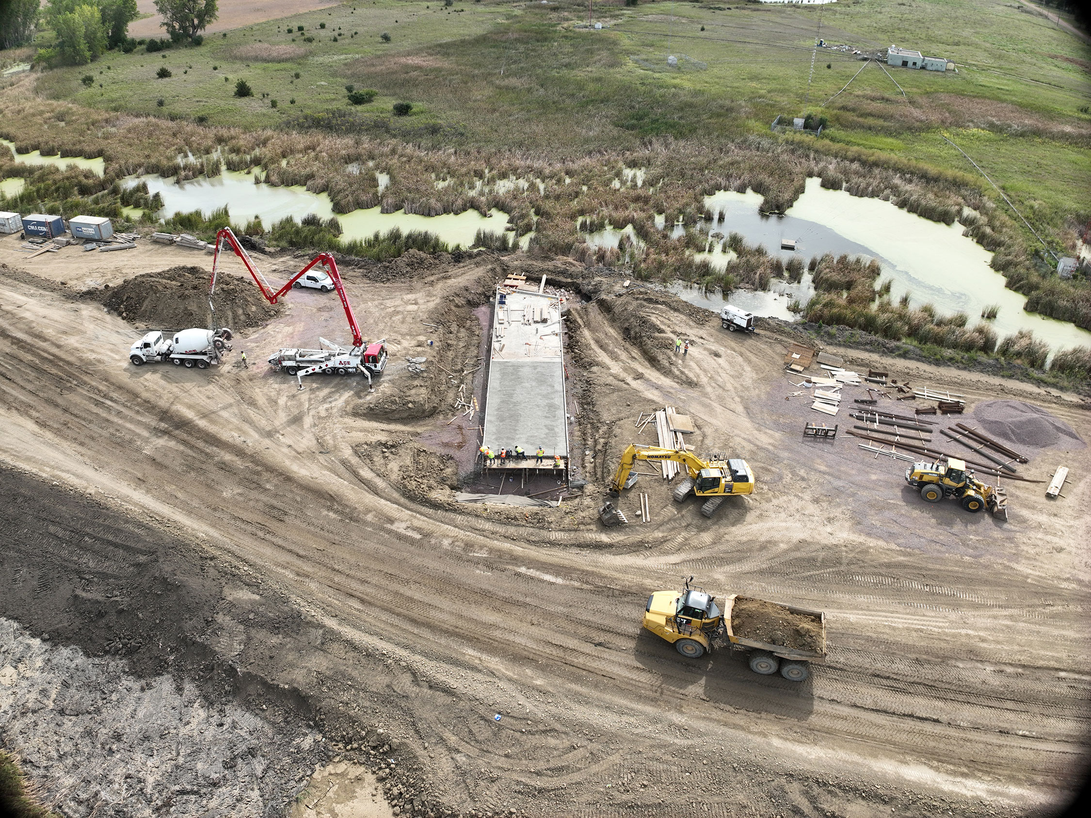 Drone view of roadway.