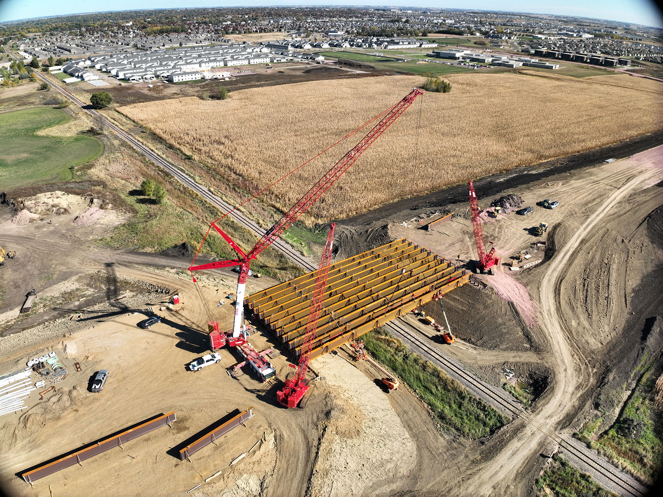 Drone view of construction area.
