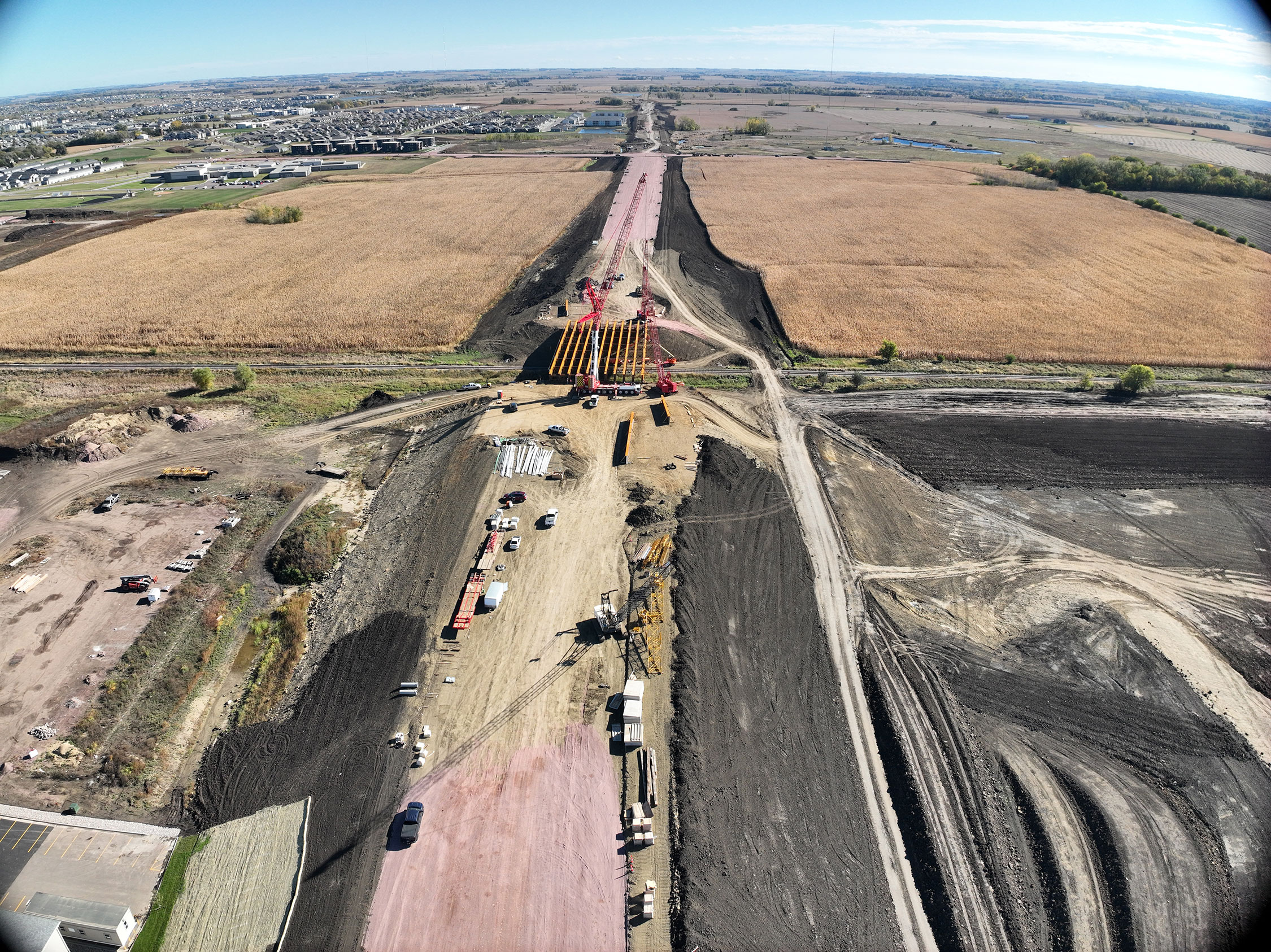 Drone view of construction area.