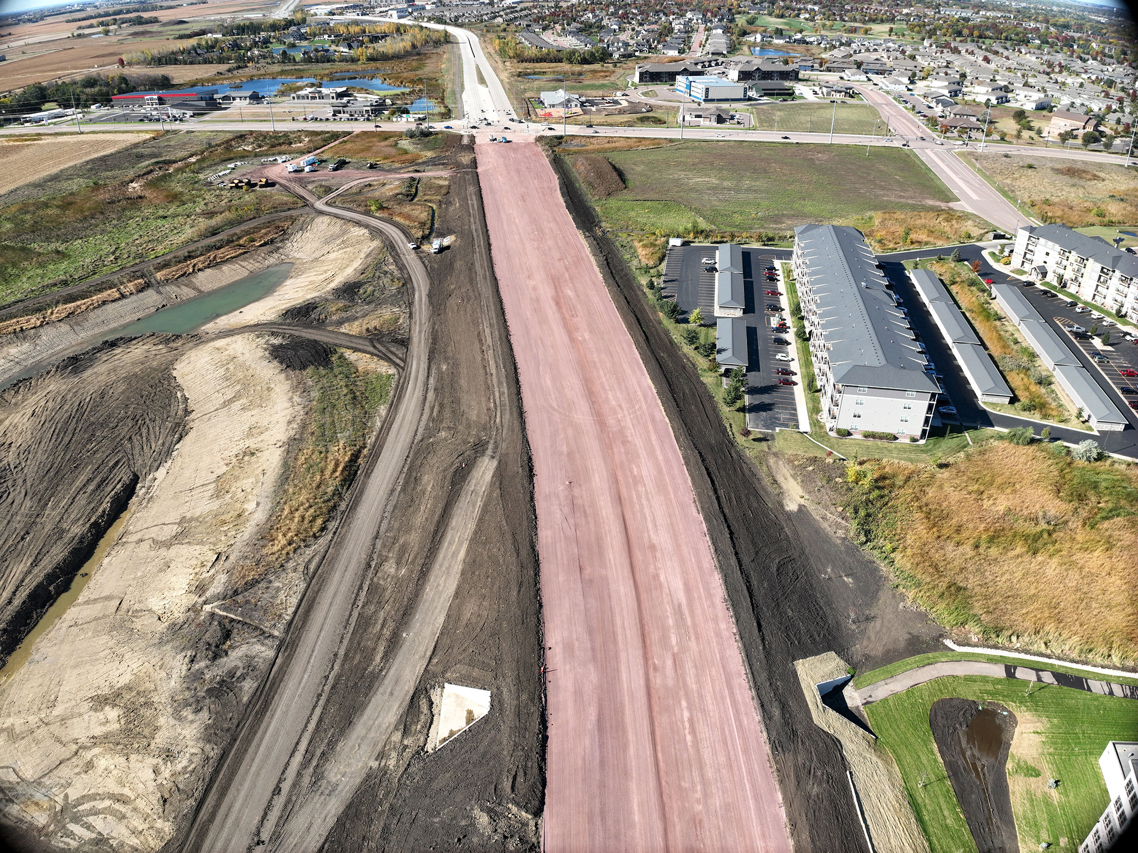 Drone view of construction area.