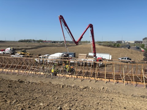 Girders being constructed.