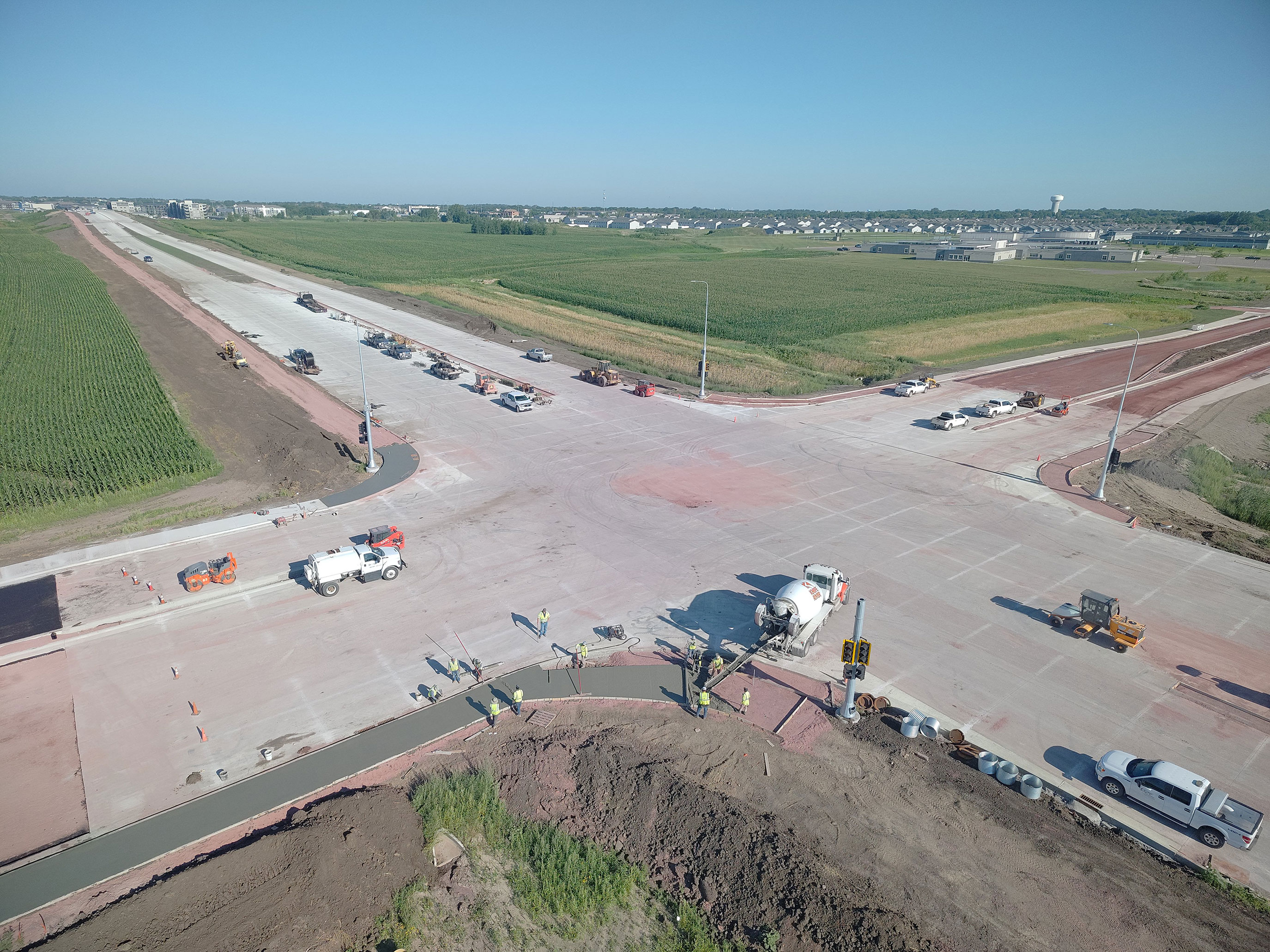 Aerial view of the intersection of South Veterans Parkway and Southeastern Avenue.