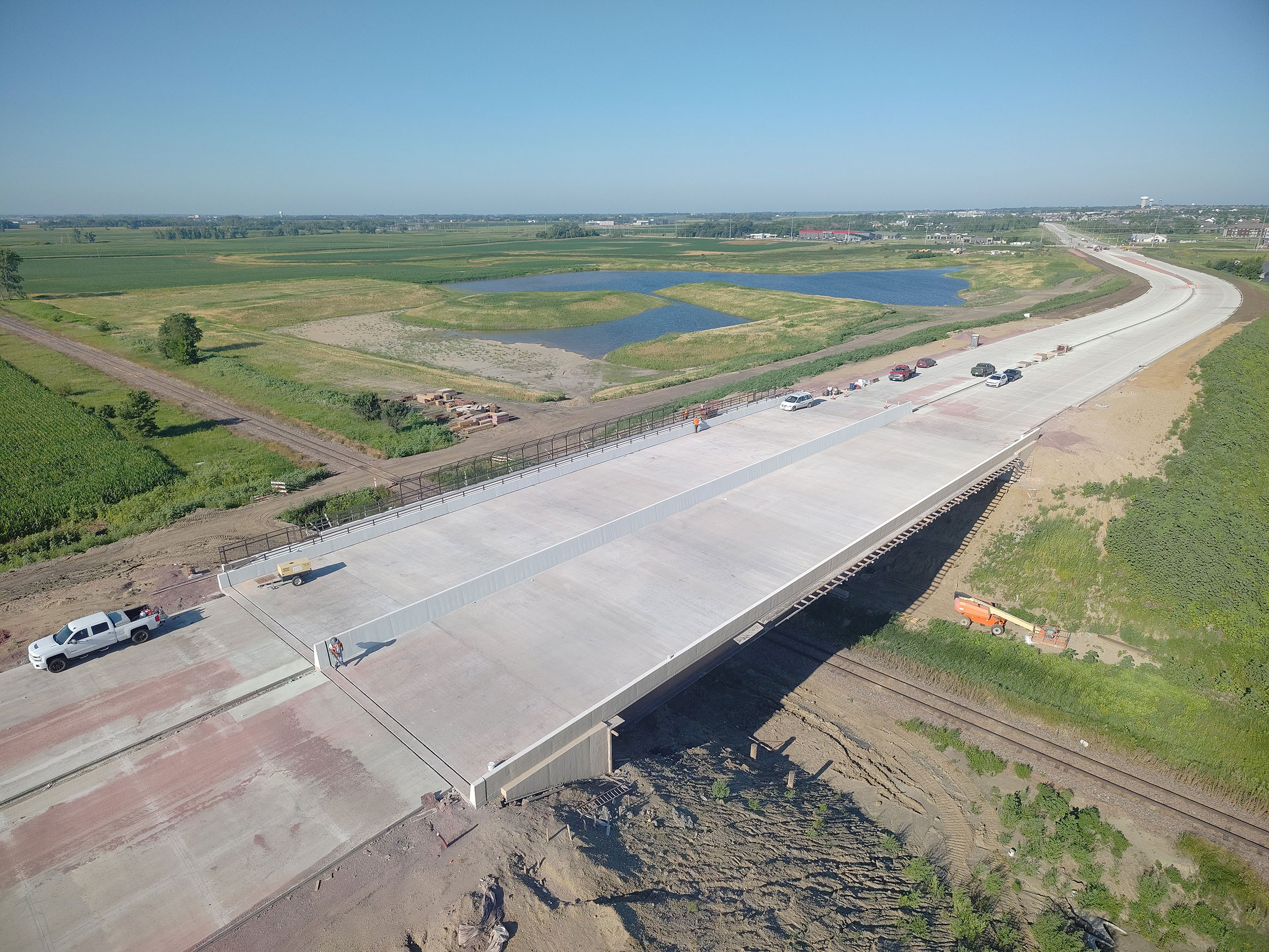 Aerial view of the BNSF railroad tracks.