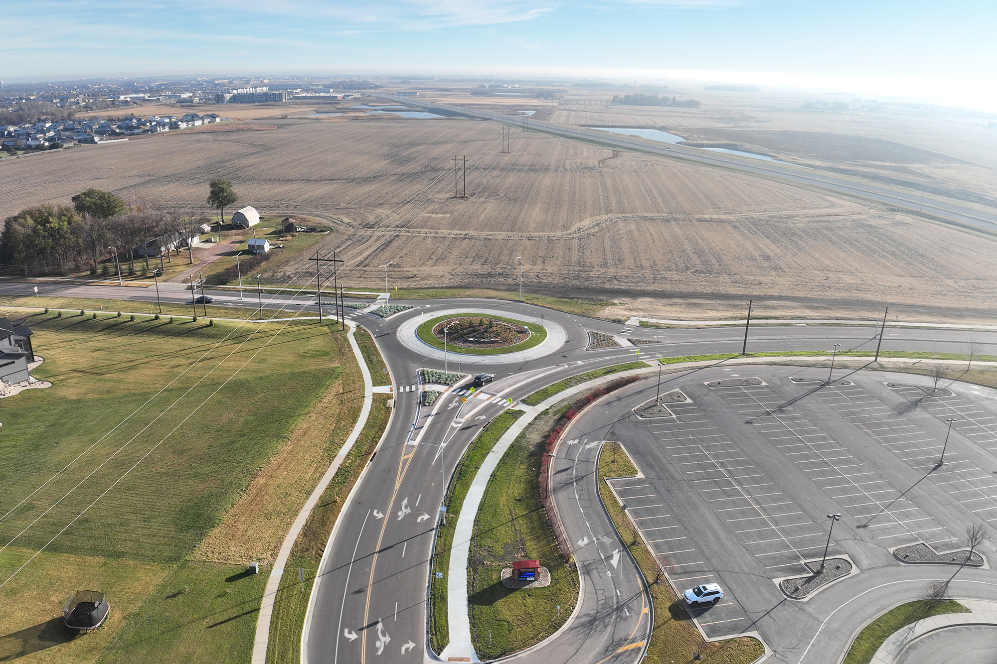 Aerial view of overpass along recently completed Segment 1.