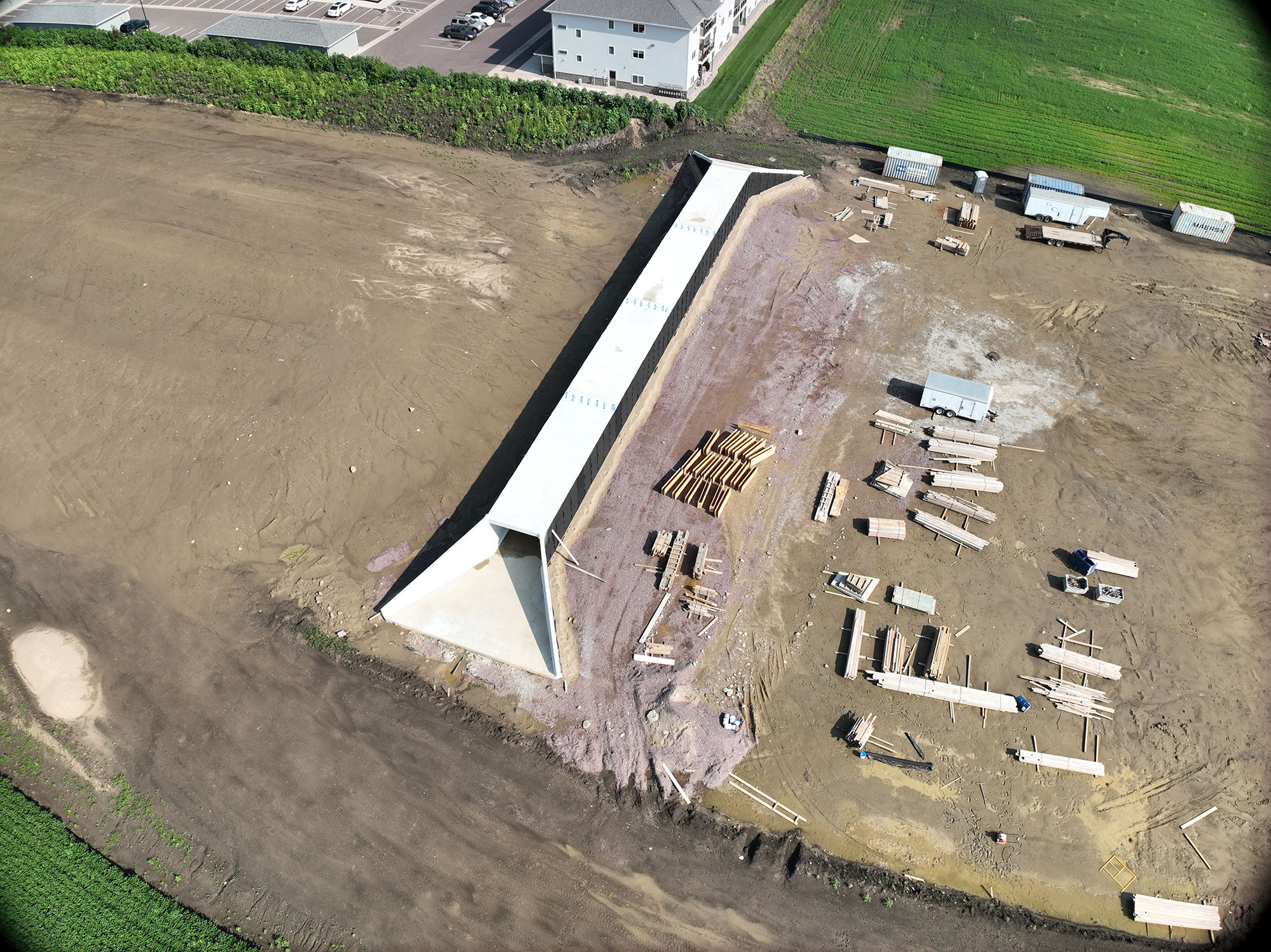 Drone view of construction area.