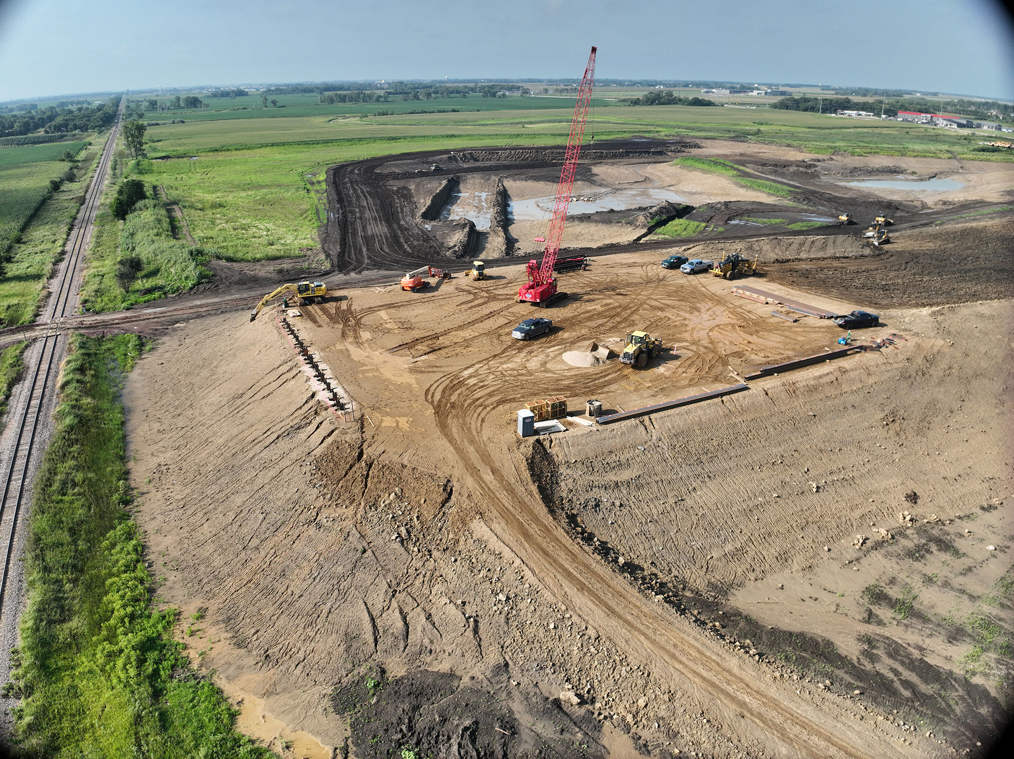 Drone view of construction area.