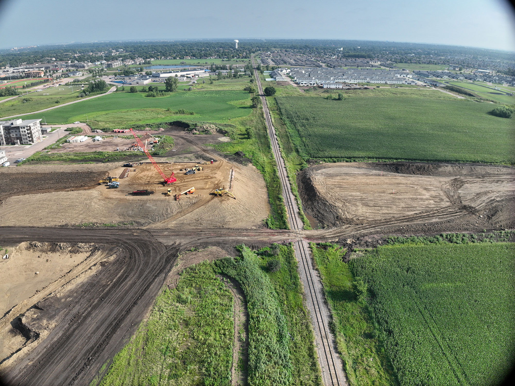Drone view of construction area. New roadway starting to take shape.