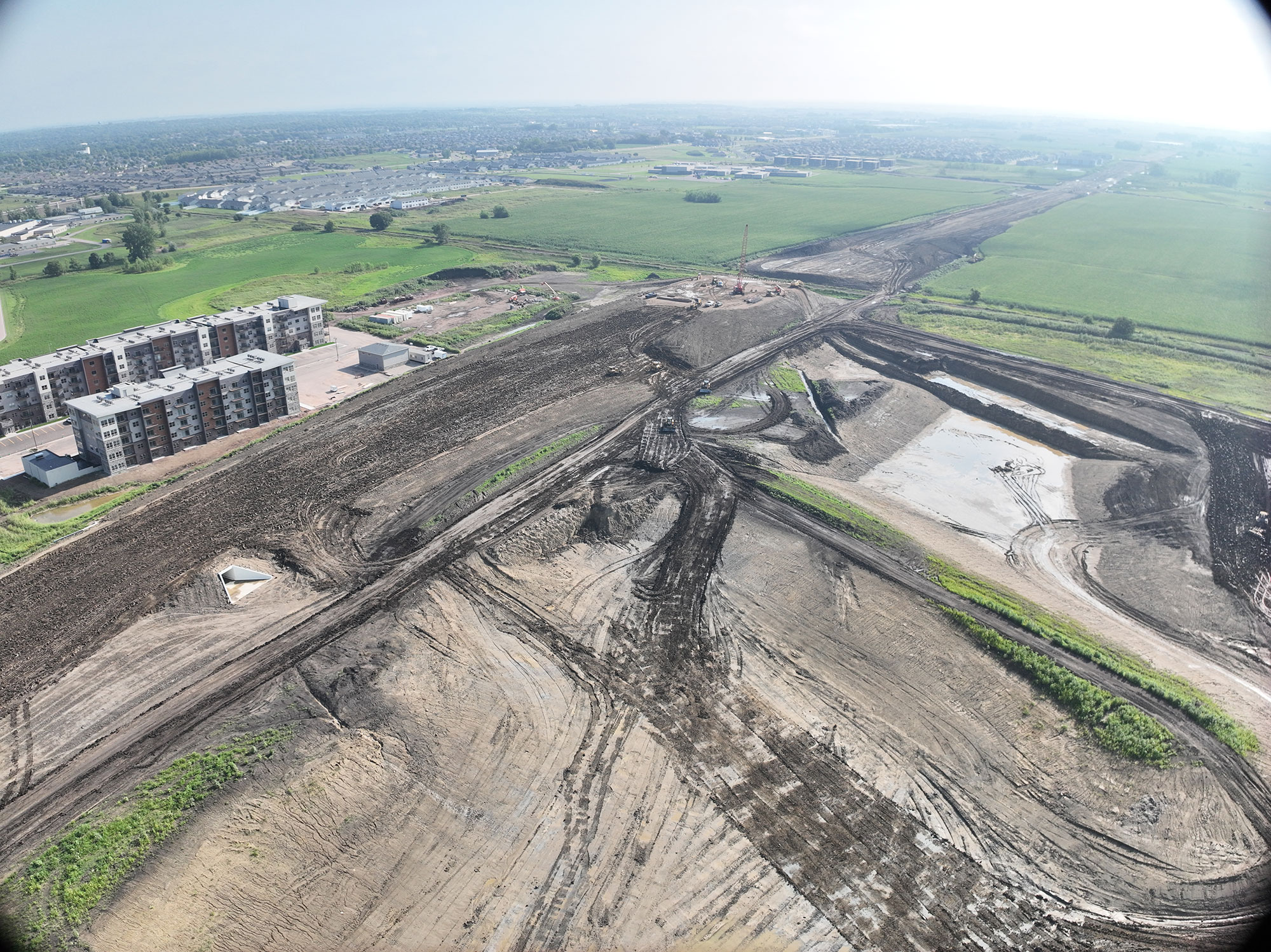Drone view of construction area.
